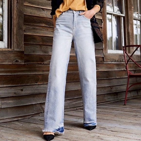 Free People Relaxed Straight Slouch Dutch Blue Sz. 27 NEW - Picture 2 of 9